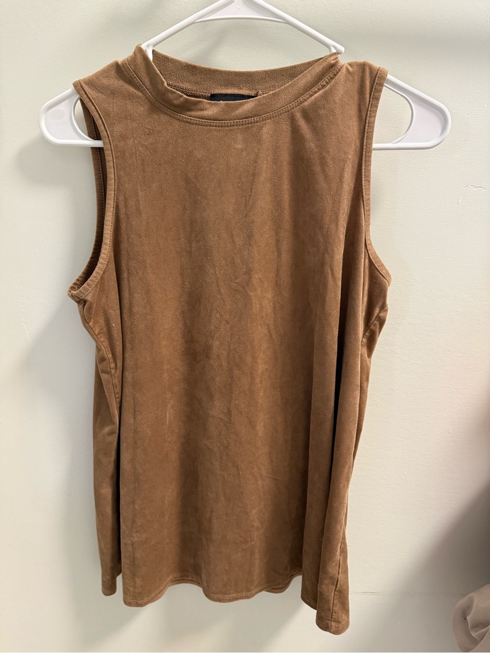 AB Studio Sleeveless Mock Neck Tank Top in Brown